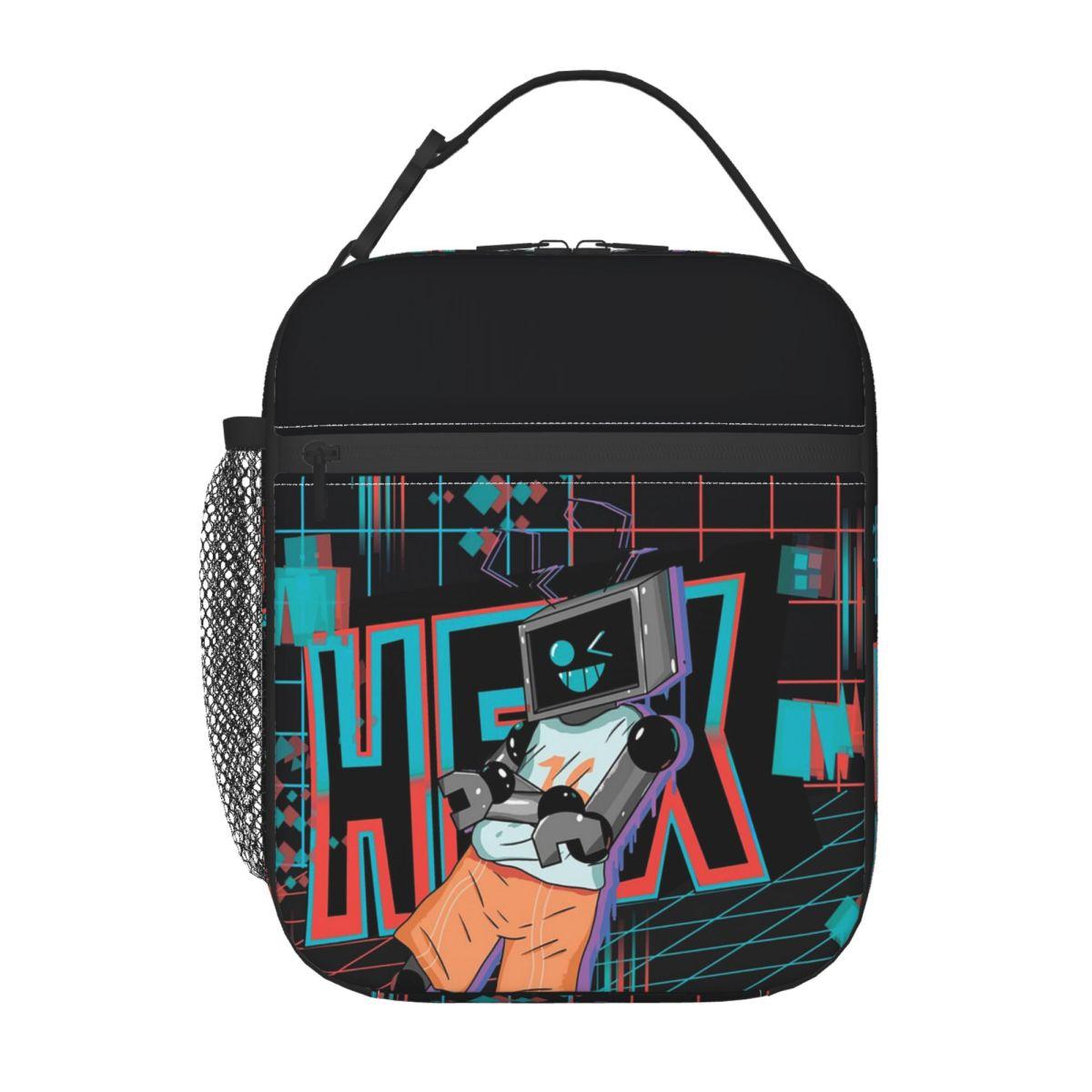 Sac à lunch isotherme Fnf Hex Neon Artwork pour femmes et enfants, boîtes alimentaires étanches, boîte à lunch thermique, sac fourre-tout One Size