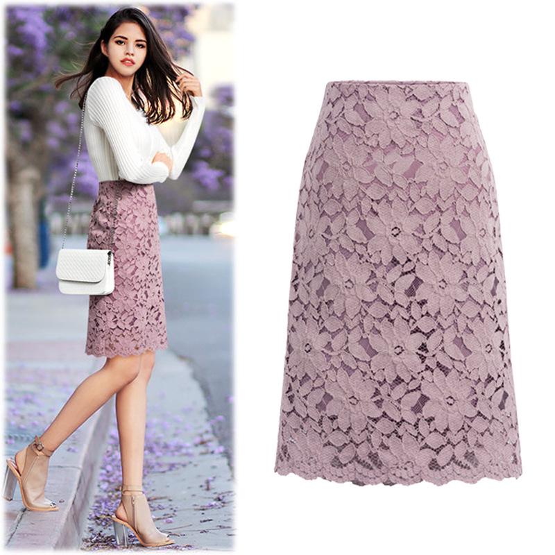 Plus Size Water Soluble Lace A-Line Skirt - Spring/Summer French Style