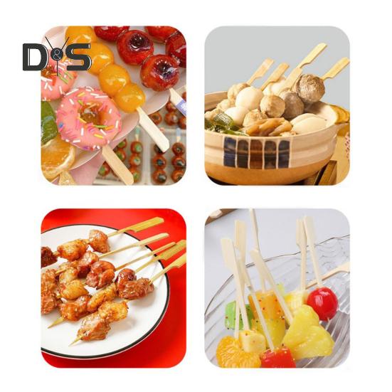 100Pcs Wooden Skewers 6 Inch Sturdy Cocktail Picks for Appetizers Flat Paddle Food Sticks for Party BBQ Fruit Cheese Charcuterie Boards Accessories