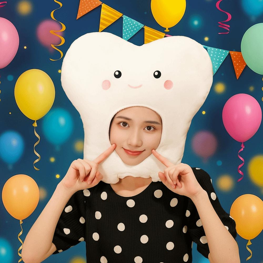 Funny Tooth Hood Hat Animal Theme Dress Up Hat Headgear Plush Animal Hat Christmas