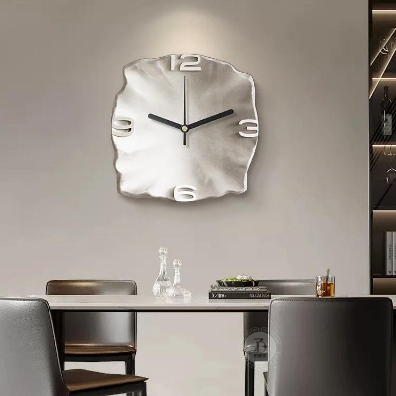 Light Luxury High-end Home Decor Wall Clock Abstract Three-dimensional Sandstone Living Room Decoration Clock Silent Clock