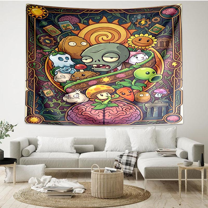 Plants VS Zombies Print Tapestry - Portable Wall Decor Cloth, for Home, Dorm, Travel, Bedroom, Living Room - Ideal Birthday Housewarming Gift