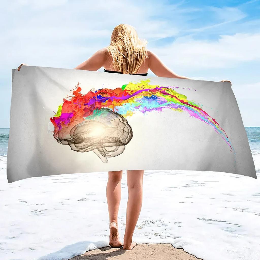 Microfiber Beach Towels Quick Drying Towels,Ink Painting Art Absorbent Sand Free Swim Pool Beach Towel Blanket for Travelling