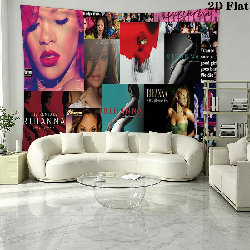 Rihanna Savage Wall Tapestry Aesthetic Wall Hanging Printed Fabric Blanket Decorative Tapestries for Bedroom Living Room Home Decor