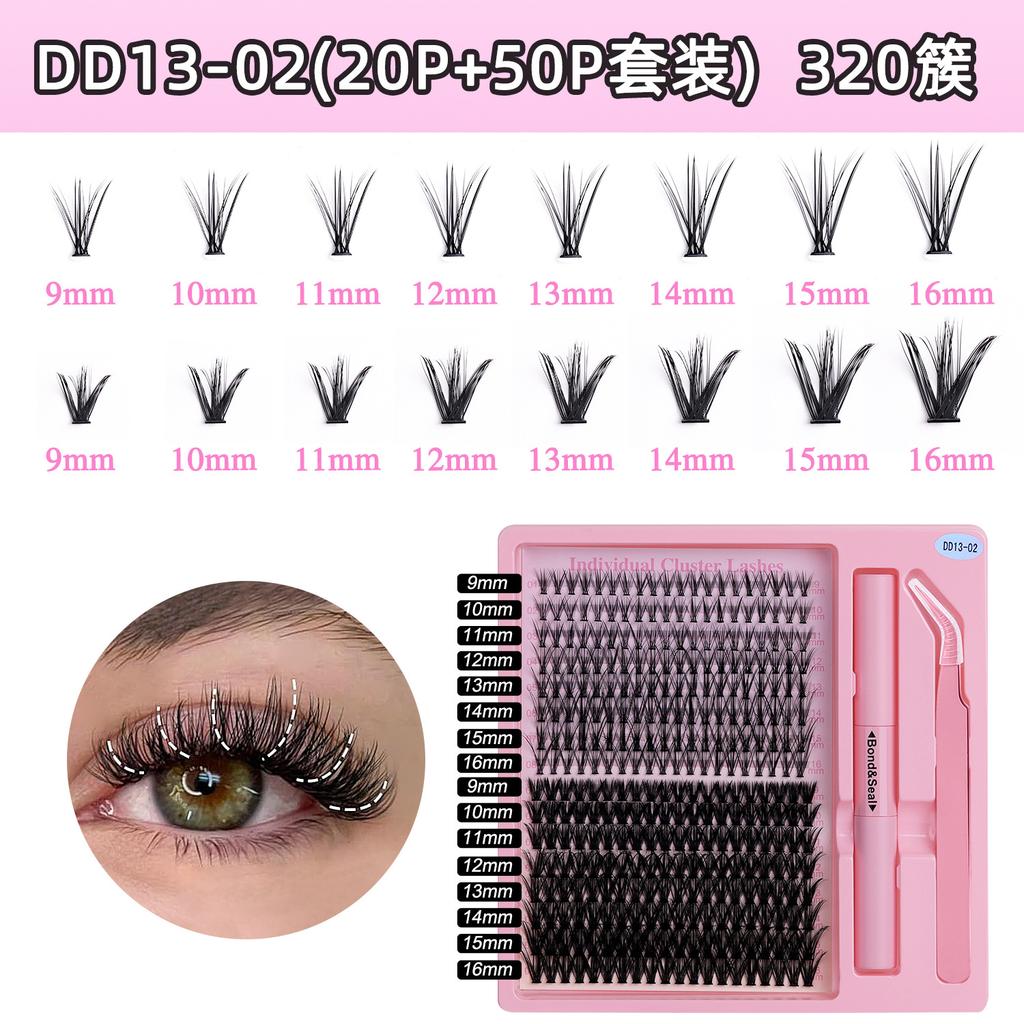 Segmented Eyelash Set, Thick False Eyelashes Three-Dimensional Diy Hot Melt Multi-Hair Grafted Eyelashes Fd Set