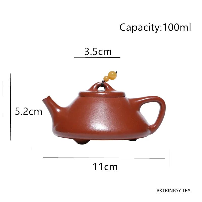 Chinese Yixing Purple Clay Teapot Raw Ore Zhu Mud Beauty Tea Pot Handmad Triangular Shape Kettle Household Zisha Tea Set 100ml