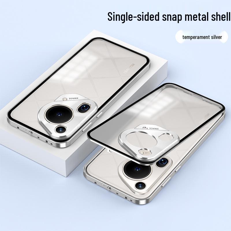 Huawei Pura70 Pro Metal Frame Frosted Snap-Button P60 Back Panel Phone Case for P80 Ultra