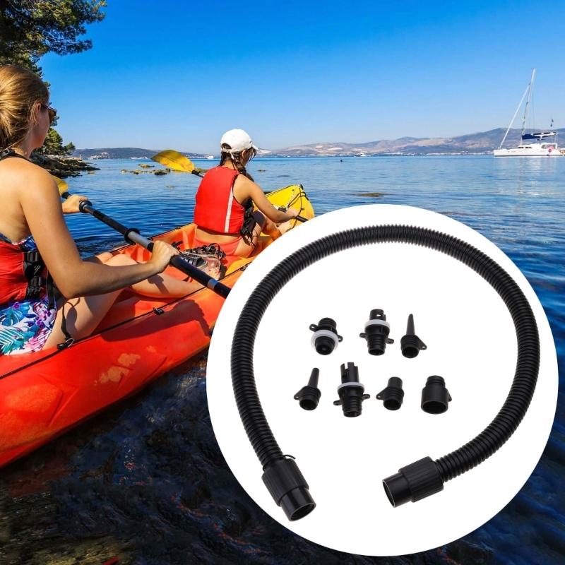 Paddle Board Pumps Adapter Hose Inflatable Boats  Pumps Adapter & Air Hose Replacement with 7 Air Valves Nozzle