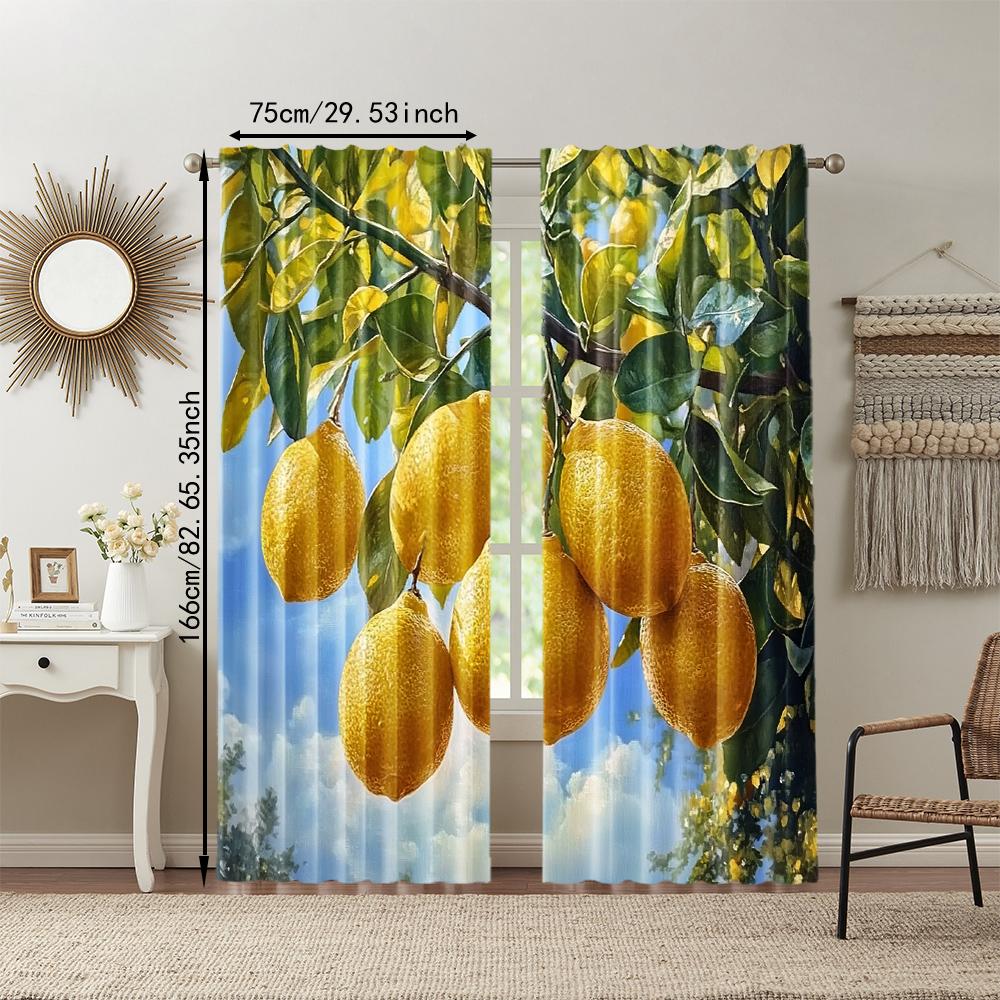 Set Of 2 Versatile Polyester Transparent Curtains Home Decoration Lemon Tree Use Bedrooms Living Rooms Curtain Ideal For Room