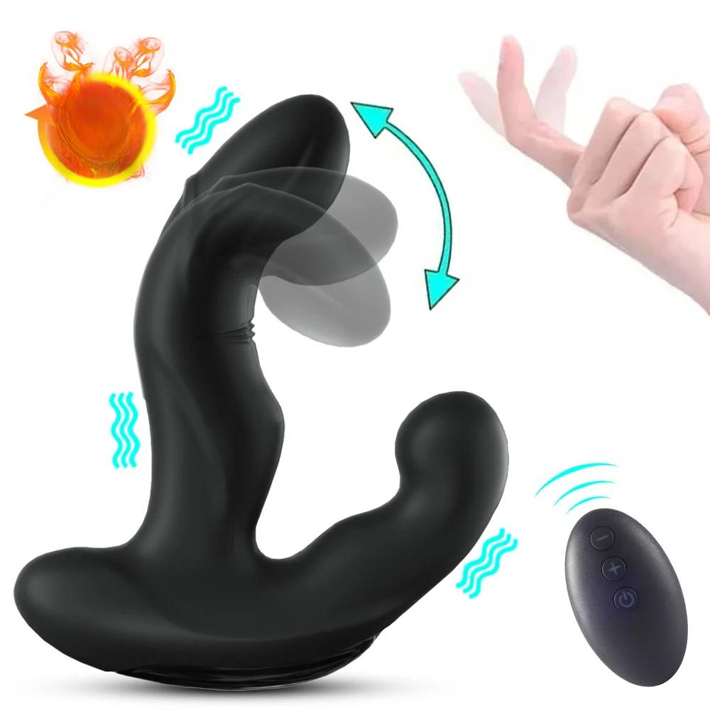 3 In 1 Male Prostate Massager Wiggle Heating Anal Plug Sex Toys for Men Masturbation G Spot Stimulation Wireless Dildo Vibrator