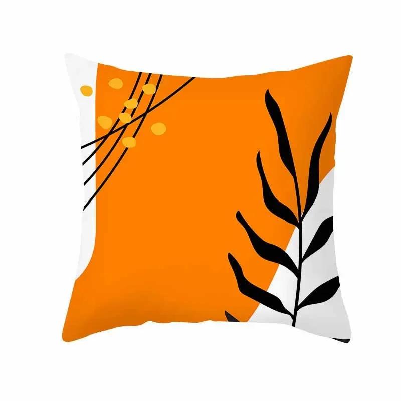 

Оранжевый Геометрический Принт Наволочка Домашняя Гостиная Диван Декоративная Квадратная Полиэстеровая Подушка 66x66cm