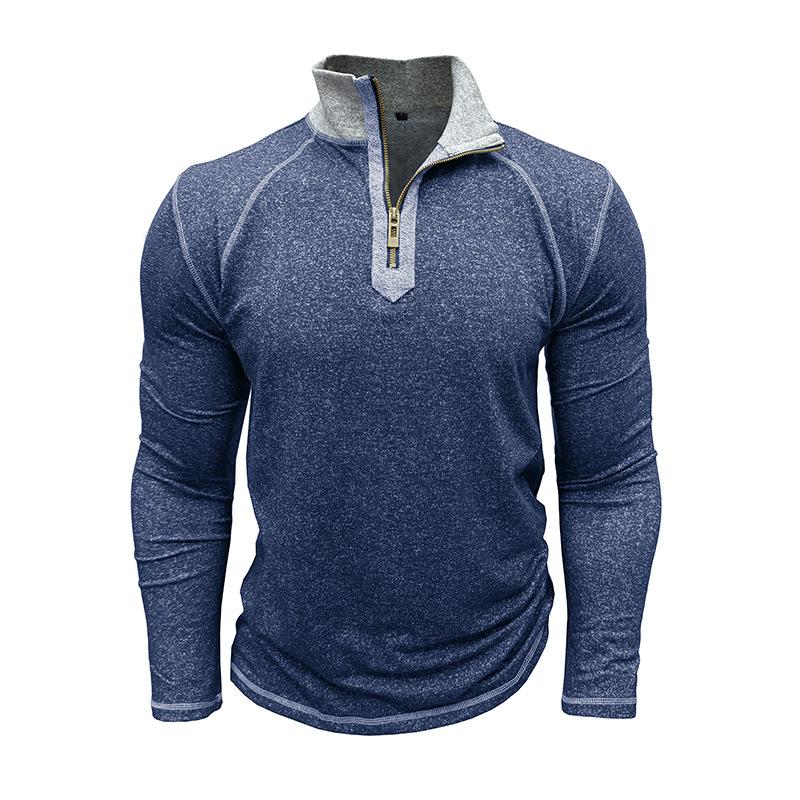 Men Slim Fit Long Sleeve Henley Zip Up Pullover Casual Daily Sweatshirt