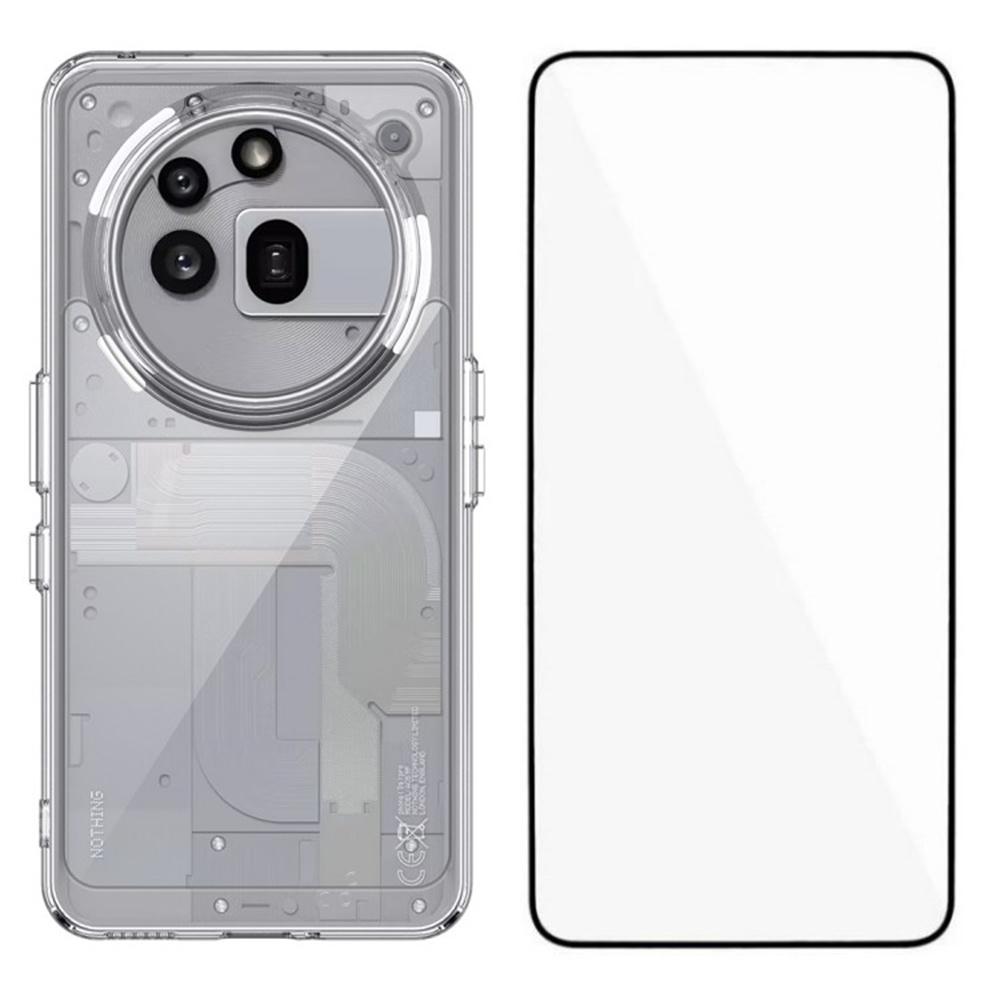 For Nothing Phone (3a) Pro Case TPU Acrylic Clear Phone Cover with Tempered Glass Film