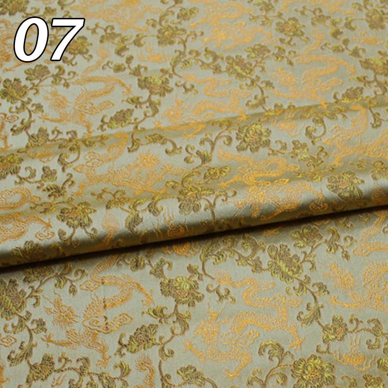 Chinese Traditional Embroidered Silk Brocade Dragon Pattern Fabric Tang Suit Hanfu Cheongsam Kid Wear Pillow Decoration Handmade