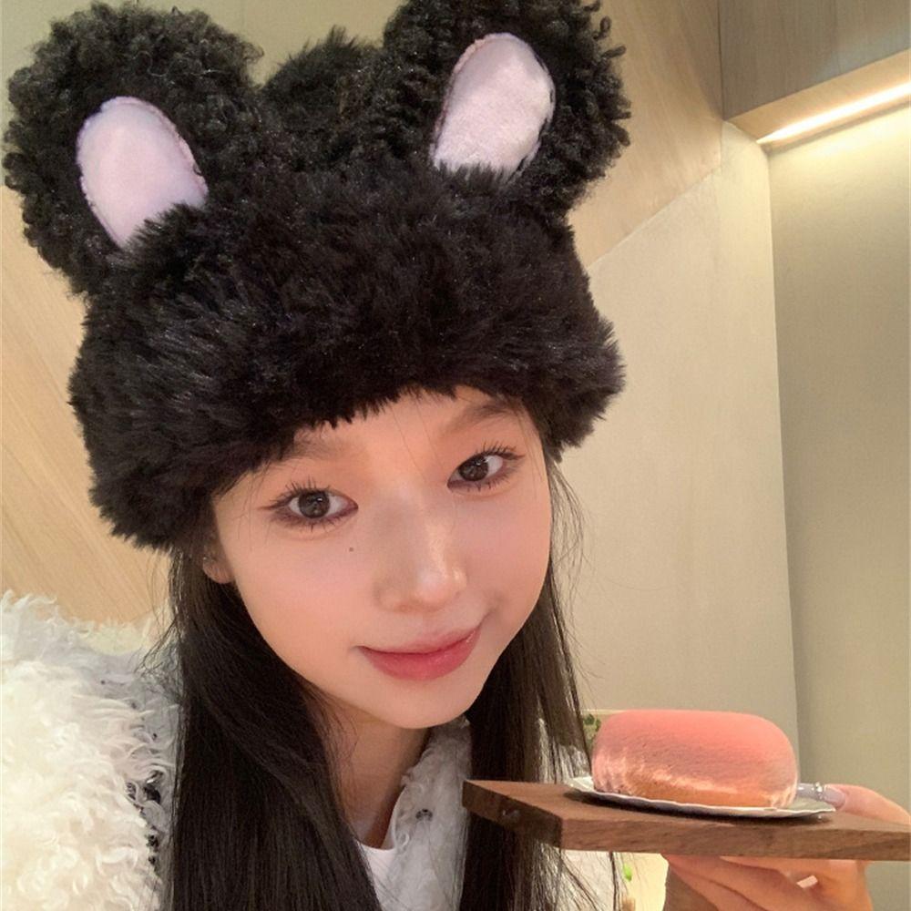 Rabbit Ears Beanie Hat Winter Warm Bonnet Caps Fashion Plush Hat  Outdoor