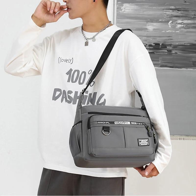 Hot Sale Large Capacity Men's Casual Fashion Single Shoulder Crossbody Luxury Messenger Bag Multi-layer Pocket Design Oxford