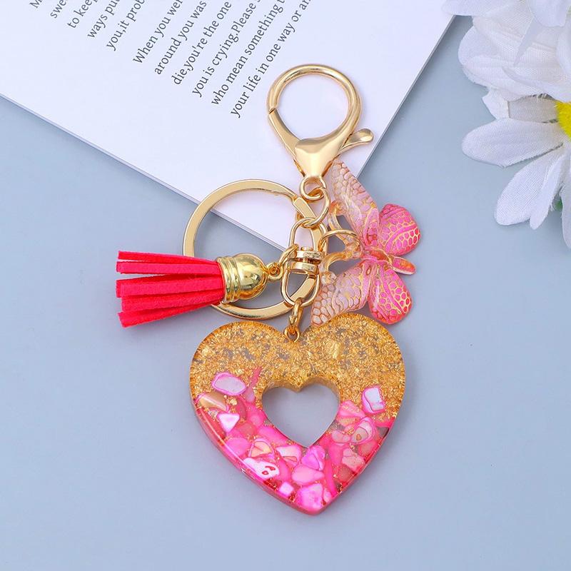 1PC Keyring Creative Butterfly Tassel for Wallet Handbag Love Heart Car Key Accessories Resin Keychain Crystal