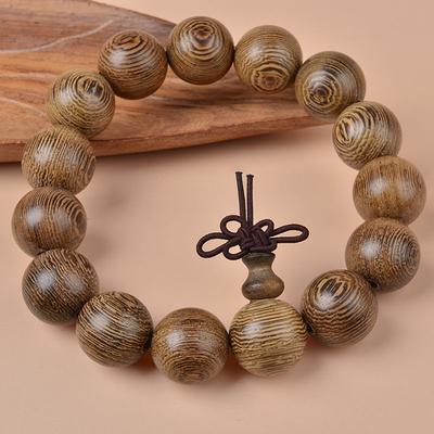 15 mm houten Tibetaanse Boeddha Boeddhistische gebedskralen armband Mala Bangle polsband
