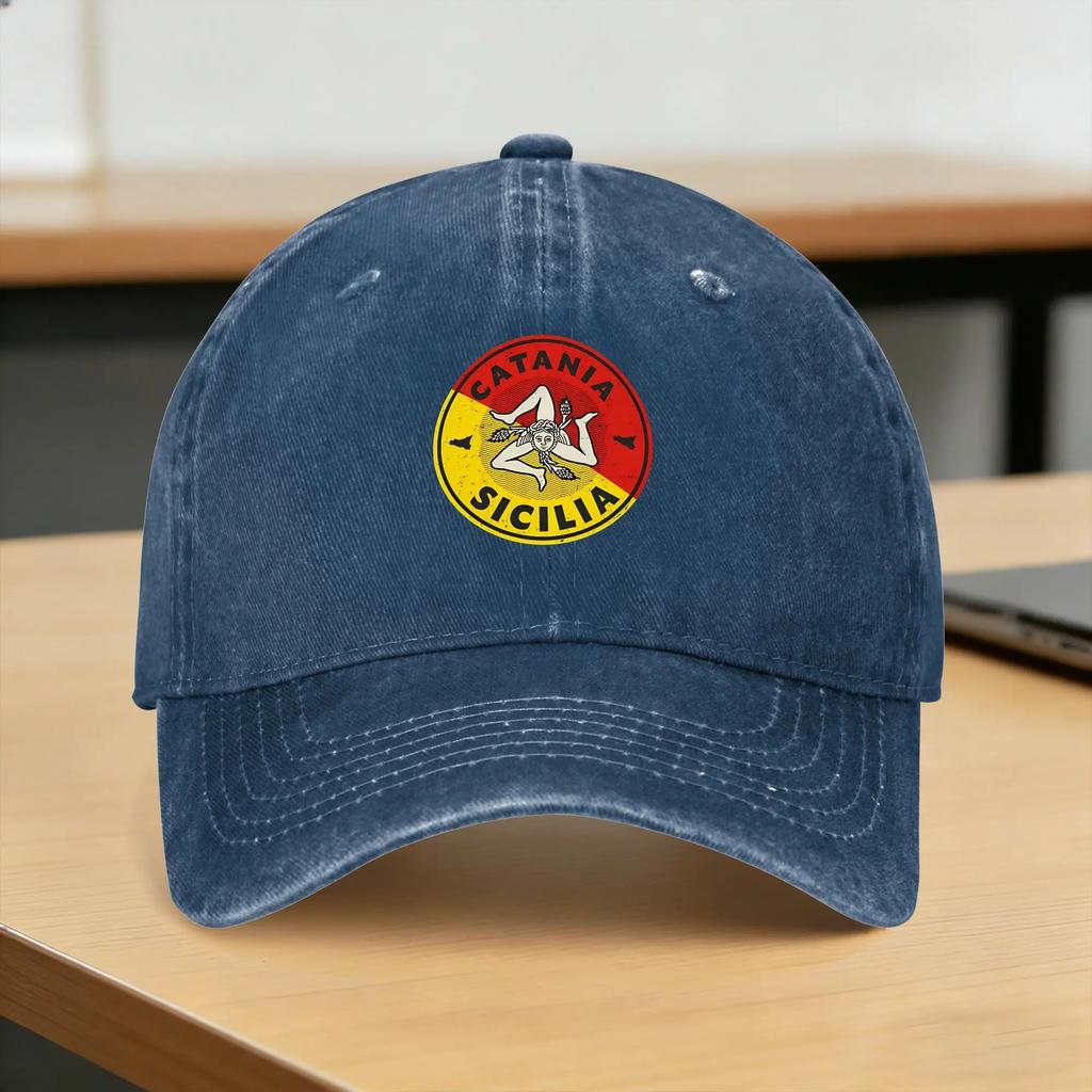 Frühling Catania Sizilien Trinacria Baseballkappe Sonne Sonnenschirm Design Gewaschen Hip Hop Hüte Unisex Damen Freizeit Outdoor Sportkappen