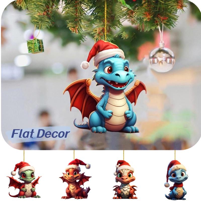 Festive Christmas Dragon Car Ornament Acrylic Material Cartoon Style Multiple Colors Automotive Interior Decor