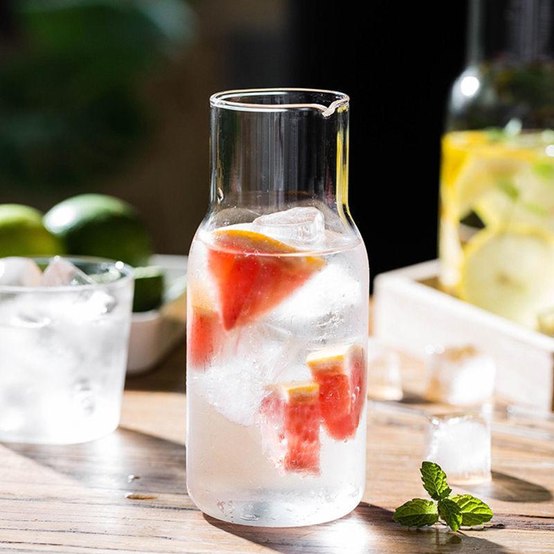 Nordic Transparent Glass Water Bottle with Cups – Heat-Resistant Juice Pitcher Set for Home or Office