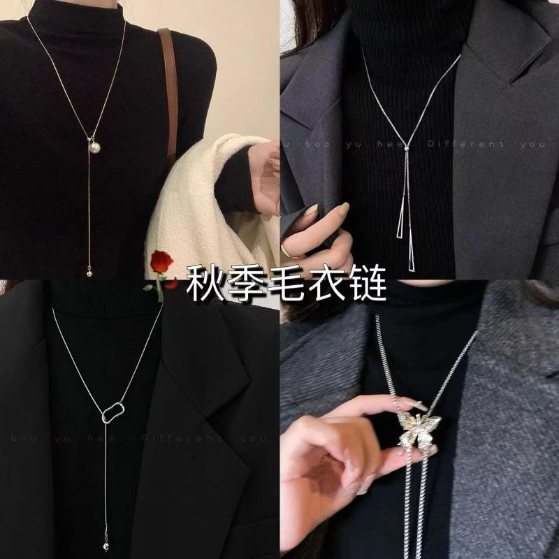 Autumn and winter cold cross love pendant necklace female long pull versatile simple casual sweater chain sweater chain