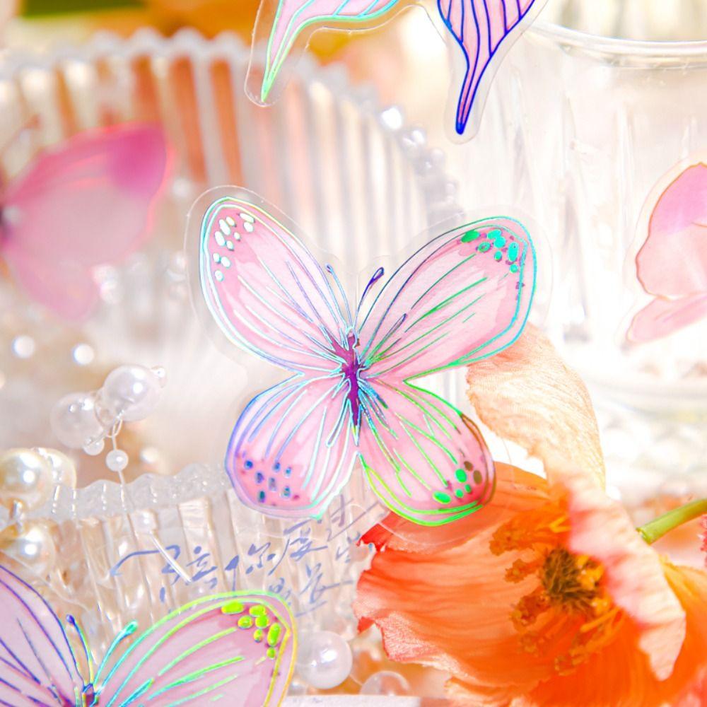 Decorative Butterfly Flower Sticker Handmade Ice Crystal Collage Decals  Hand Account
