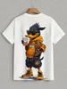 Men's Summer Cartoon Printed Round Neck Short Sleeve Daily Casual T Shirt Fashion Loose Trend Large Size Fun Couple T Shirt