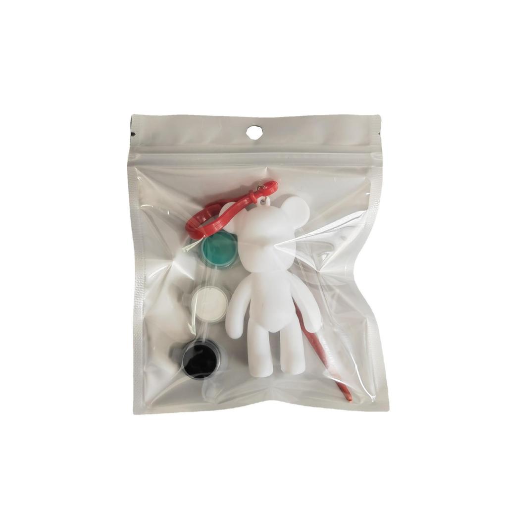 DIY Graffiti Plaster Bear Keychain: Children's Creative Painting Material Kit - White Blank Toy