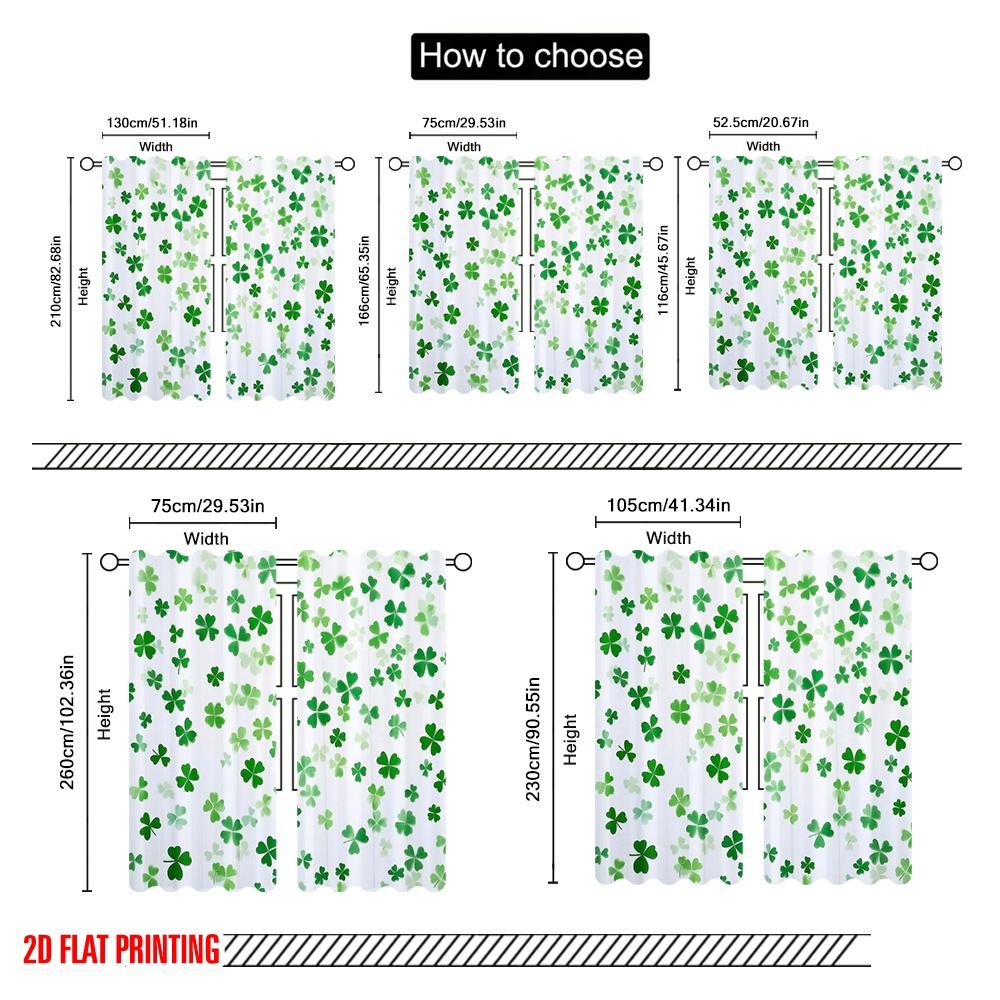 2pcs,2D plane printing Minimalist Curtains Clover Cascade Polyester Easy Install (without rod) Decorations Inside Ldeal for