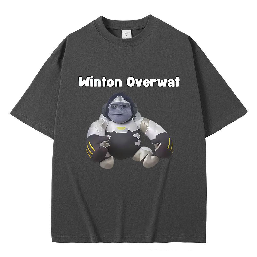 Winton Overwat Monkey Funny Meme Tshirt Men Women Fashion Oversized Short Sleeve T Shirts Male Casual Vintage Cotton Tshirts