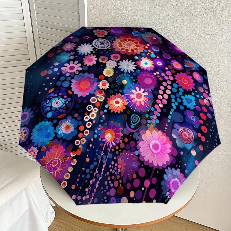 

1pc Floral Mandala Artwork Umbrella with Plastic Handle,Suitable for All Seasons Home Travel Outdoor UmbrellaDD1643