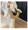 Contrast Color Cotton Rope Woven Women's Tote: Stylish, Large Capacity, Versatile Korean Handbag