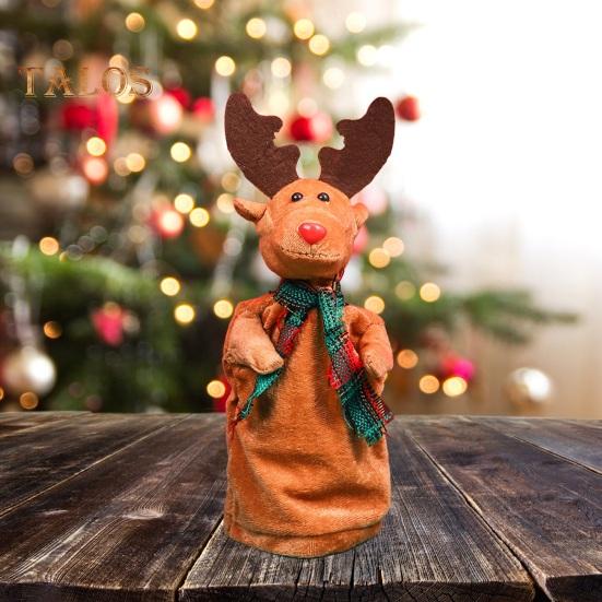 Electric Rotatable Christmas Elk Toy Battery Operated Swinging Singing Dancing Xmas Reindeer Deer Ornament Kids Family Friends Holiday Gift