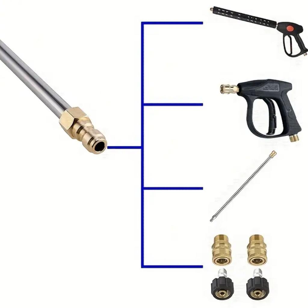 Pressure Washer Extension Wand,1-7PCS Washer Lance,5 Nozzle Tips,1 Gutter Cleaner Attachment Curved Rod,4000 PSI Cleaning Tools