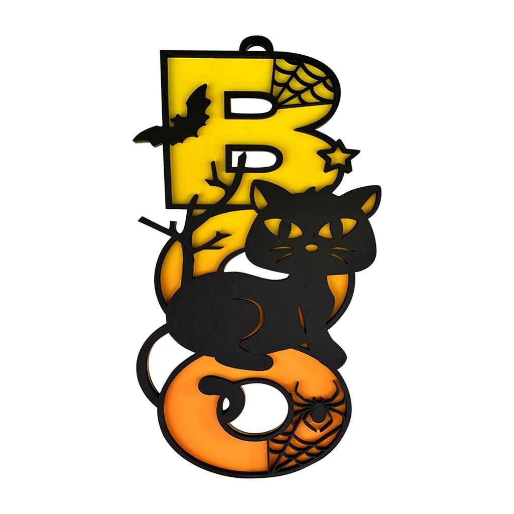 Halloween Hanging, Large Size Wooden Door Wall Sign, Ghost, Home Outdoor