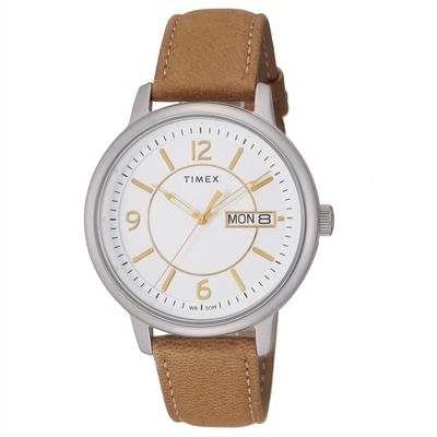 Watch Timex Chicago Day Date Chicago White Dial Brass Mineral Glass Quartz Japanese Movement 45MM America America Watch TW2V28900 Brown [TIMEX] Men's