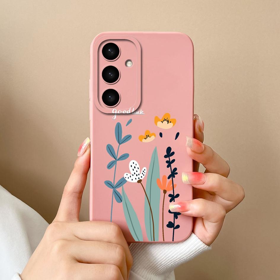 Shell For Samsung A05 A16 A56 A26 A36 F14 A05S S25 Plus Ultra Case Exquisite Avocado Durable Anti Slip Liquid Silicone Pretty Flower Cover For Samsung