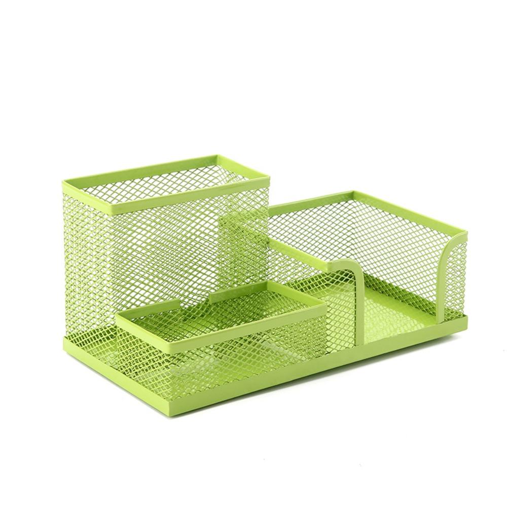 3/4 Grid Metal Mesh Pen Holder Large Capacity Makeup Brush Storage Bucket Bedroom Decoration
