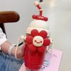 700Ml Cartoon Vacuum Flasks Straw Thermos Cup Female 316 Stainless Steel Milk Tea Cup High Value with Rope Flower Water Cup Gift