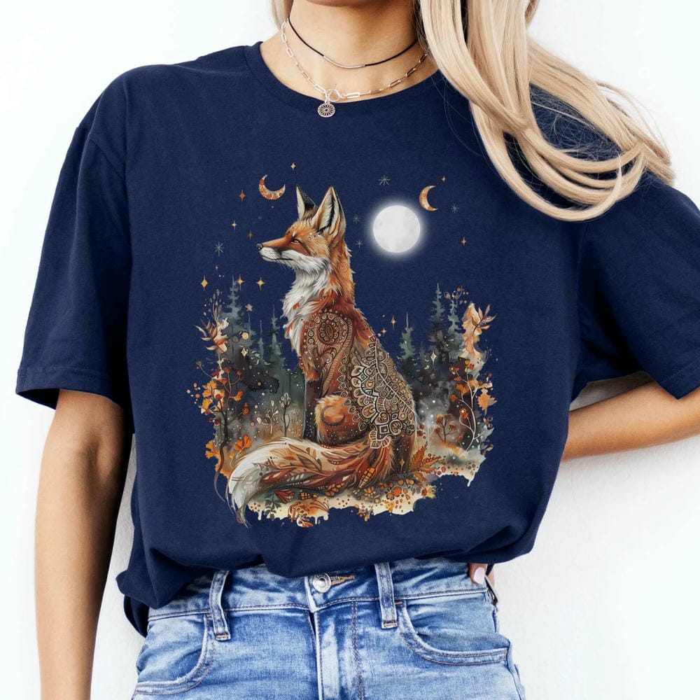Autumn Fox TShirt Cozy Cottagecore Animal Tee Dark Acedemia Comfort Short Sleeve Casual Unisex Shirt Crewneck Y2K Streetwear