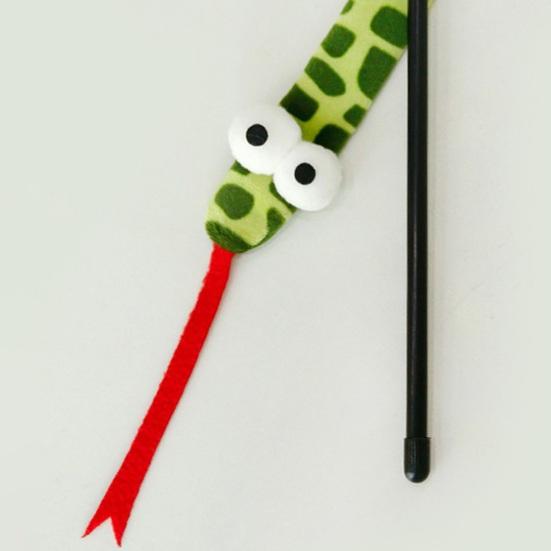 Yousheng Cat Stick Toy Soft Scratch-Resistant Interactive Cat Teaser Toy Cartoon Snake Shape Cat Wand Toy Pet Supplies