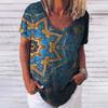 Summer T Shirt For Women 3d Fashion Geometric Print V Neck Short Sleeve Basic Tops Streetwear Casual Oversized Female Clothing