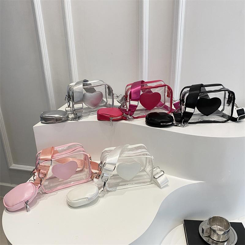 New Wide Shoulder Strap PVC Bag for Women, Casual and Simple Small Fresh Transparent Jelly Bag, Single Shoulder Crossbody Bags