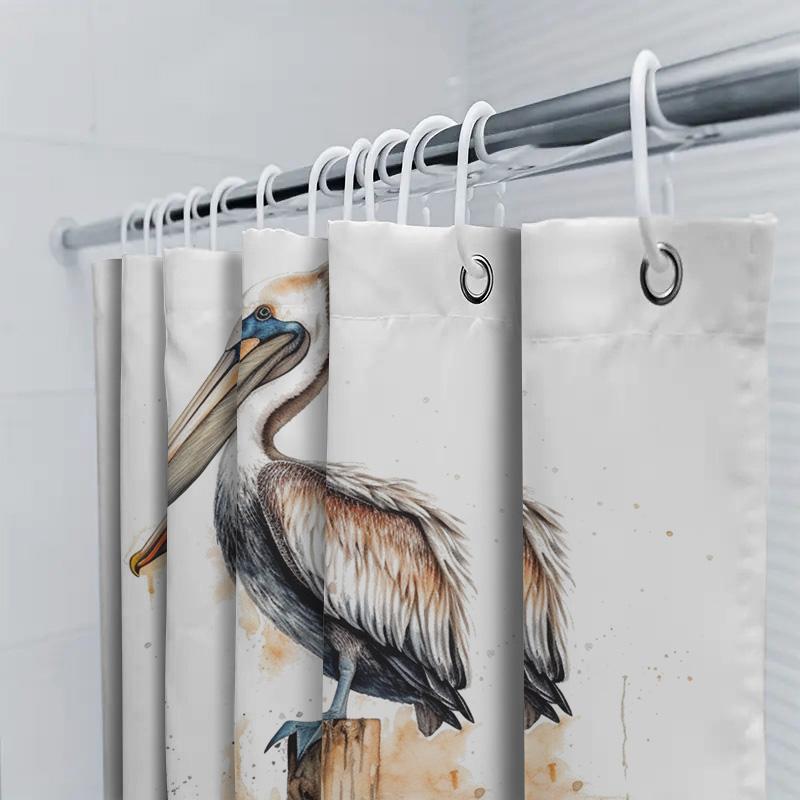 Beautiful Bathroom Shower Curtain With Bird Flower Design Waterproof Fabric For Home Decor In Bathrooms