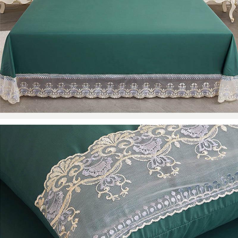 Conjunto de lençóis de renda de três peças de cor sólida, solteiro e casal, skinny, nu, para dormir, quatro estações, conjunto de lençóis de espessamento geral aumentado