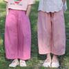 Straight Pants Girls Leg Loose Fit Casual Trousers Summer Wear for Girls Mid-to-Big Children Thin Wide Leg Pants
