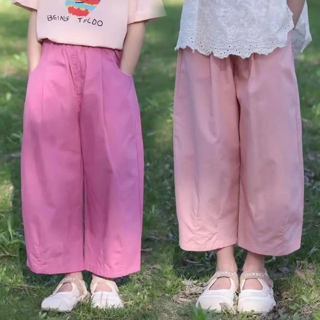 Straight Pants Girls Leg Loose Fit Casual Trousers Summer Wear for Girls Mid-to-Big Children Thin Wide Leg Pants