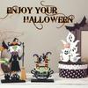 Wooden Halloween Wooden Decor Handicraft Witch Pumpkin Ghost Bat Ornaments Long-lasting Happy Halloween Table Decoration