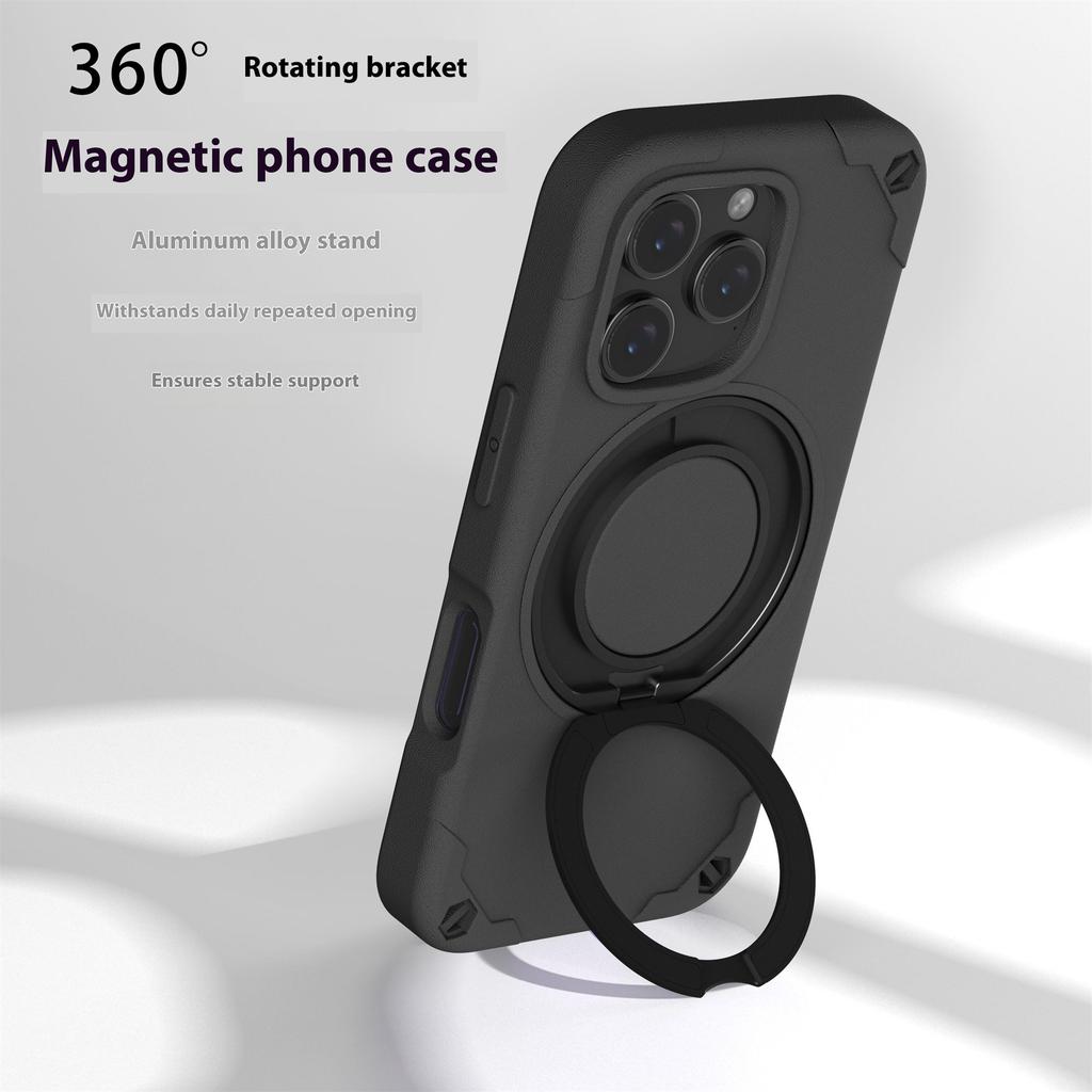For iPhone 12 Pro Max Case Magnetic Kickstand EVA Phone Cover with Tempered Glass Screen Protector